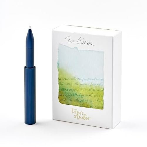 Tom's Studio The Wren – Refillable Everyday Writing Pen (Midnight) | Japanese-Made Tip (0.3–0.5mm) | Anodised Aluminium | Includes Ink Reservoir & 3ml Midnight Ink | Compact Gift for Writers