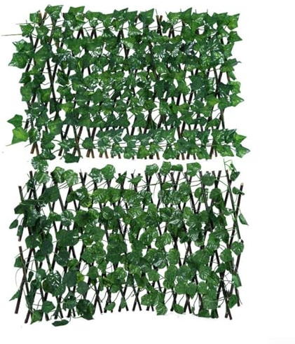 Fauhapyway Clôture en treillis avec feuilles de lierre artificielles - Écran d'intimité extensible pour jardin avec feuillage artificiel pour décoration de patio arrière (feuilles de raisin)