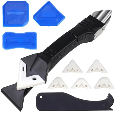 Lot de 10 Outils de l'enlève Joint 5 en 1, Enlever Joint Silicone kit de Lisseur de Silicone Grattoir à Coulis,Lisseur Joint Silicone,Outil de Calfeutrage,Grattoir Joint Carrelage