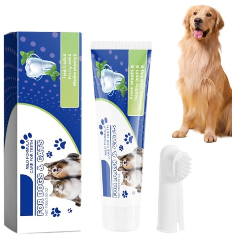 MWZBTG Pasta Para Perros - Cepillo de Dedo para Limpieza de Dientes,Eliminador De Mal Aliento Mascotas Perros Gatos,Razas Pequeñas Medianas Grandes