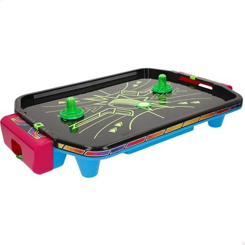 COLORBABY CB Games Air Hockey neón sobremesa, Estructura 40 cm, Plástico Resistente, 2 Palas, 2 Discos, 2 Jugadores, Juegos de Mesa, Juguetes para niños, Diversión Familiar, +6 años (39515)