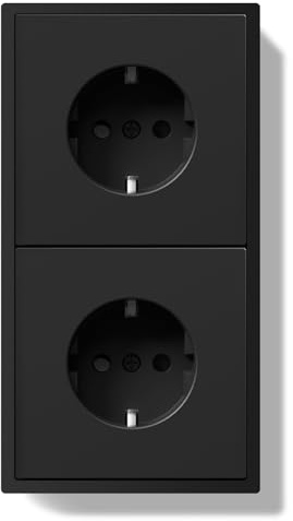BSEEDLIFE Doble Enchufe Pared,Enchufe Pared Schuko de Empotrar 2 Gang,16A,Marco Para PC,Fácil Instalación,Garras Plegables,150 * 80mm Negro