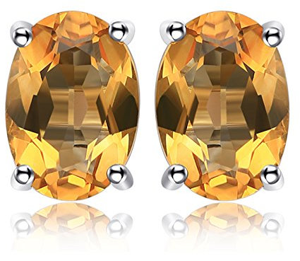 Jewelrypalace Ovalschliff 1.4ct Echt Citrin Ohrstecker Silber 925 Damen, Gelb Schmuck Set, Ohrringe Silber Edelstein Mädchen, Ohrstecker Silber Klein mit Stein Frauen Geschenk