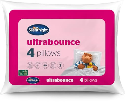 SIlentnight Ultrabounce Plus Taie d'oreiller – Blanc, Microfibre, Blanc, Lot de 4