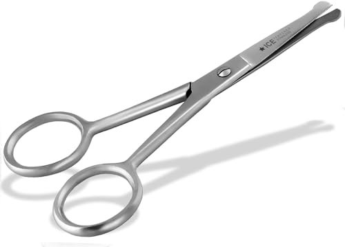 Bartschere Nasenhaar Schere mit Mikroverzahnung 10,5 cm mit abgerundeten Enden