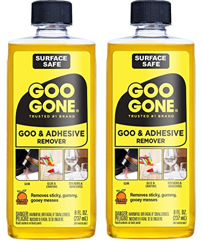 Goo Gone Adhesive Remover - 2 Pack - 8 Ounce - Surface Safe Adhesive Remover Safely Removes Stickers Labels Decals Residue Tape Chewing Gum Grease Tar Crayon Glue