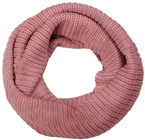 styleBREAKER Unisex Feinstrick Schal, einfarbiger Loop Schlauchschal, Feinripp Winter Strickschal, Loopschal 01018112, Farbe:Altrose