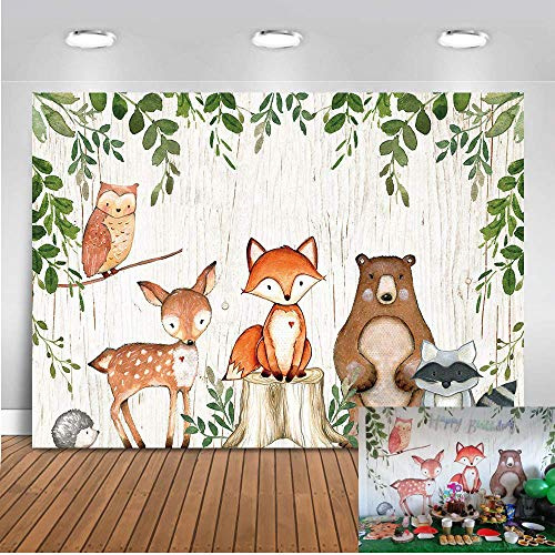 Mehofoto 2.2x1.5m Bois Animaux Photographie Fond Enfants garçons Filles fête d'anniversaire Toile de Fond Bois bébé Douche Photo décors