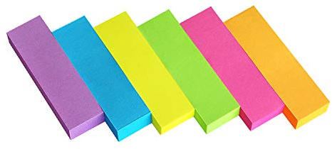 Eastern Wolf 30 Pads 0.5x1.8 Sticky Notes Flags Tabs Page Markers 6 Bright Color Sticky Index Tabs Page Flags 80 Sheet/Pad