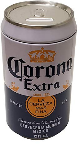 The Tin Box Company Corona Blue and White Can Bank Tin
