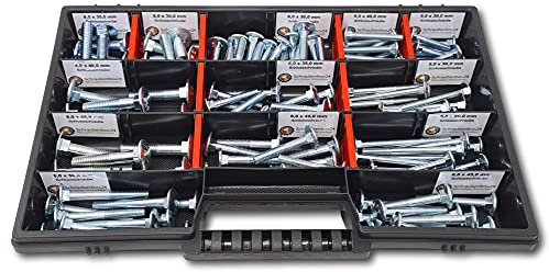 Flachrundschrauben Sortiment M5-M6-M8 // 30mm-60mm 115 tlg. Schraubenbox DIN 603