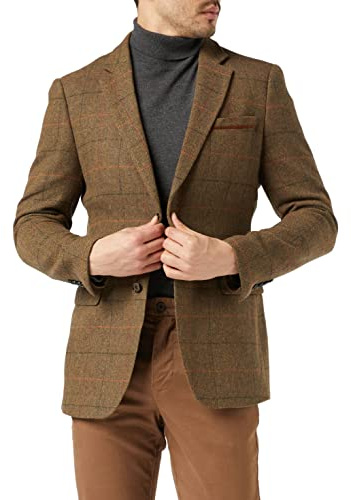 Xposed Gris Brown Blazer Chevrons Tweed chèque de Men [BLZ-JARVIS-7250-5-44,54EU]