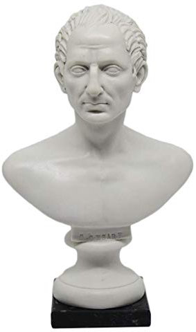 GINGERSHOPONLINE Busto Statua Design: Giulio Cesare (Imperatore Romano) - Riproduzione busto, scultura in marmo e resina - circa 13 cm, 350 gr. - Prodotto Made in Italy - Idea Regalo Casa