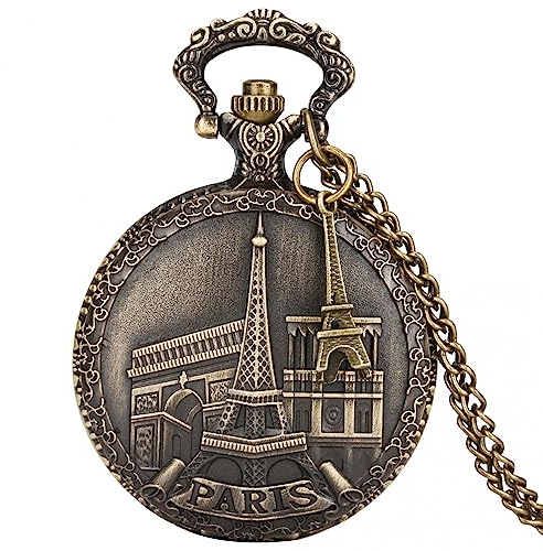 ZALTAS Paris kvarts fickur Vintange klocka med tillbehör Eiffeltornet hängande kedjeklocka