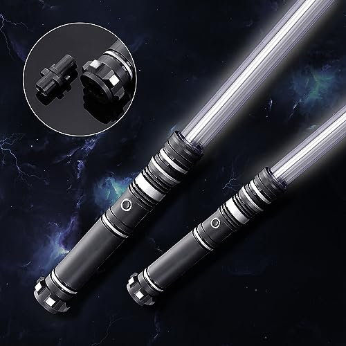 Lightsaber for Kids - 2 Pack Light Sabres with 7 Colours and Motion Sensitive FX Sounds - 2-in-1 Extendable Light Saber Set for Halloween Fancy Dress