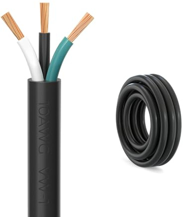 FIRMERST 10 Gauge 3 Conductor Power Cable SJTW 300V Pure Copper Wire 10 Feet