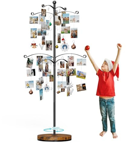 Miratino 5FT Family Tree,Party Photo Display Tree, Picture Holder Stand,90 Clips Holder for 4x6, 5x7 Picture Polaroid Frames Hanging & Card Tree Holders (Black)