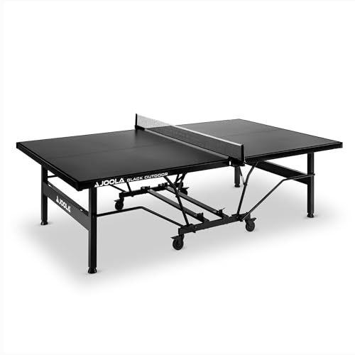 JOOLA Bordtennisbord svart utomhus, väderbeständig, mobil och vikbar bordtennisbord | 6 mm aluminiumtjocklek | Inklusive nät, svart, 274 x 152,5 x 76 cm