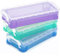 Qualsen 3 Pack Pencil Box, Stackable Plastic Pencil Case with Snap-Tight Lid, Clear Stationary Organiser for Craft Storage, Art Supply, Office Stationery Supplies, 22 x 10 x 4 cm