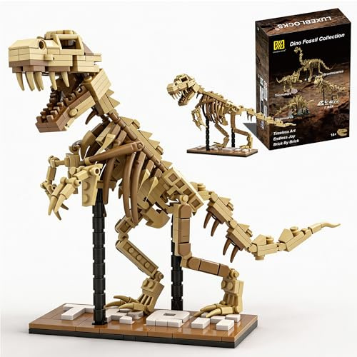 LUXEBLOCKS Dinosaur Skeleton Building Kit & Paleontology Building Set-316PCS Excavation-Ready T.Rex Fossil Model, Adult Dinosaur Gift with Movable Joints for Collectors-Display Figures for Home&Office
