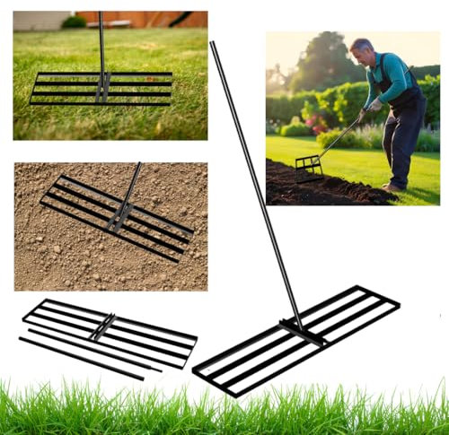 Anwicar Râteau de Nivellement de Pelouse - 120x30 cm & Poignée 150 cm - Raclette à Gazon - Robuster Nivellierrechen für gleichmäßige Rasenpflege - pour Jardins et Terrains de Sport