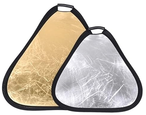 REFLEX CAMERA 2-in-1 Triangle Photography Reflector 30cm (11.8in) | Silver/Gold Reflective Surfaces | Single-Hand Grip | Portable Durable Light Reflector with Carrying Case (30cm (11.8in))