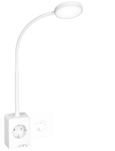 PRINCEWAY Lampada Comodino Applique da Parete LED Dimmerabile Bianca con Spina e Presa Elettrica per Lettura Libri a Letto, Due Interruttori Tocco, 3 Colori di Illuminazione, Ricarica Uscita USB