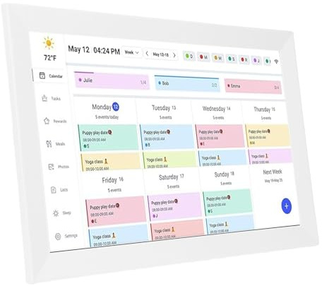 Elprico Calendario Digital de 15.6 Pulgadas, Planificador de Pared WiFi con Pantalla Táctil de 1080p, Cuadro Interactivo para Organización Familiar (Enchufe de la UE)