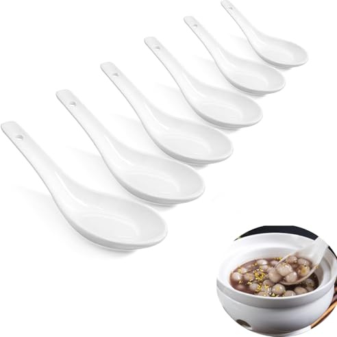 Yeenano Cucchiaio Ramen,6 pezziCucchiaio da Minestra,Cucchiai da Zuppa di Porcellana,Cucchiaino per Uova Porcellana,Cucchiai in Porcellana Bianca da Tavola,Adatto a Casa,Ristorante,Cucchiaio Ramen