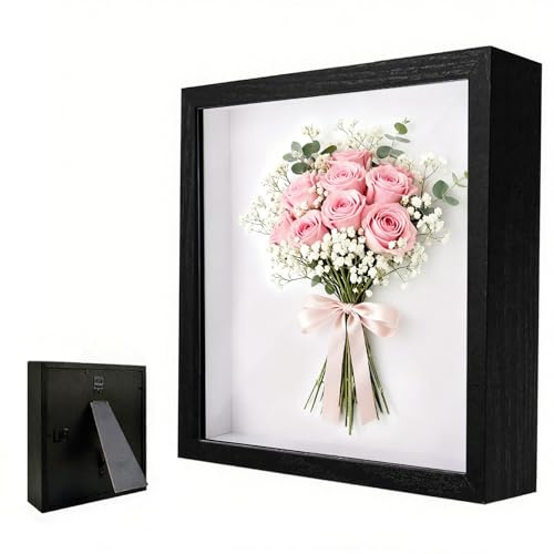 Cornice per Immagini 3D, 30 x 40 cm, Cornice per Oggetti, Cornici Profonda da Riempire, con Lastra Acrilica Trasparente, Cornici 3D Rettangolare, per Fiore, Regali, Souvenir, Nero