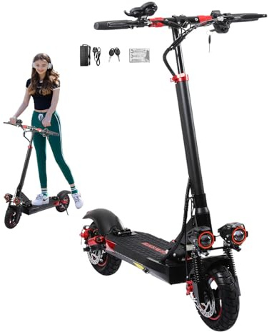 PLAYBIK Monopattino Elettrico Adulto, Batteria 48V 15Ah, Autonomia 50-55 km, Monopattino Elettrici Pieghevole con Potente Motore 500W, Ruote Off-Road10, Doppio Ammortizzatore, IP54, Regalo Compleanno