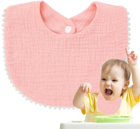 Generisk flicka haklapp, dreglande, bomull gasväv salivhandduk bandana dregel haklapp – ventilerande tyg barn – tandtillbehör för barn, flickor, familj, ROSA, Siehe Beschreibung