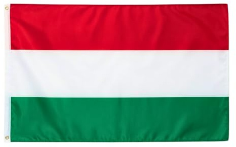 Hungary Flag 5ft x 3ft with Brass Eyelets – Polyester Hungarian Flag Banner for Football Matches, National Celebrations, Home & Garden Display