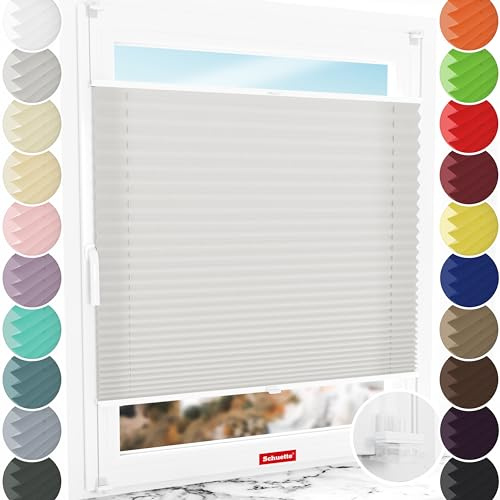 Schuette® Plissee ohne Bohren ● Premium Kollektion: A Way Home (Silber) ● 25x230cm (Breite x Höhe) ● Suprafix Faltrollo Klemmfix 2.0 Rollo ● 60 Sekunden Plisseerollo Montage inkl. Video