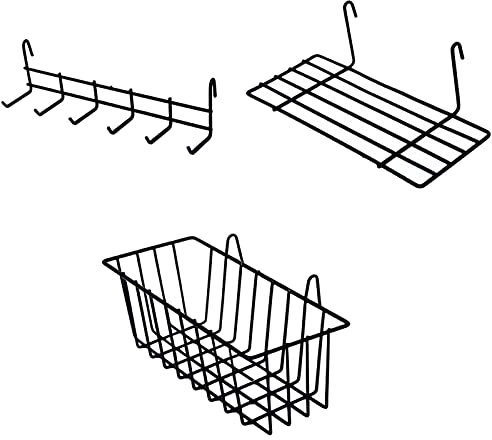 Panier mural en fil de fer, étagère suspendue, crochet de suspension, utilisé pour les photos grillagées. Accessoires de mur à grilles. (panier suspendu, armature à crochets, étagère suspendue).