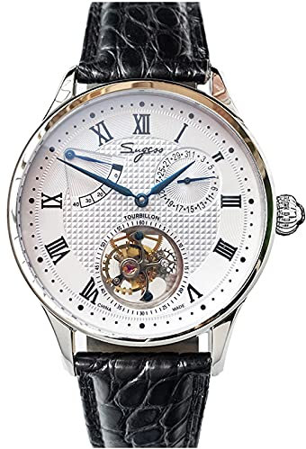 SU8001SW Tourbillon Master Seagull ST8001 Uhrwerk Saphirglas Herren Mechanische Uhr 1963, Schwarz , 41 mm, Armband