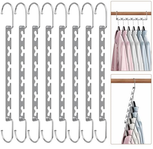 Sindax Kleiderbügel Platzsparend, Metall Magic Bügel für Schrank Organizer, Platzsparende Kleiderbügel für Hosen Jeans Anzug und Kleider, 8 Stück