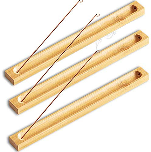 gotyou 3 Pezzi Porta Incenso per Bastoncini, Bastoncini di bambù di Incenso in Legno Bruciatore di Incenso Ash Catcher, per Raccoglitore Cenere, Decorazione della Casa da Giardino, 23 * 3.5 * 0.5 cm