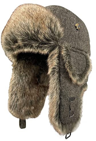 Alkaidstar Unisex Fliegermütze Rib Wolle Bomber Aviator Pilot Hat Faux Fellmütze Winter Russische Mütze Herren Bomber Hut Fliegermütze Erwachsenen Wintermütze Ohrenschützer