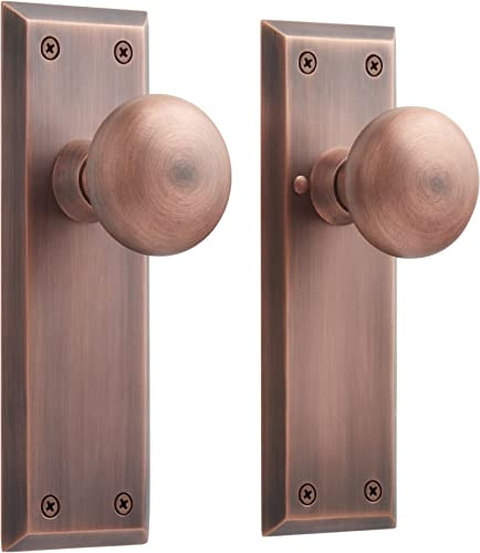 Signature Hardware 480930 Hubbard Solid Brass Privacy Door Knob Set with 2-3/8 Backset