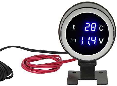 Indicatore della Temperatura Dell'acqua Digitale, Akozon 9V‑36V Girare Retroilluminazione Blu Voltmetro Indicatore di Temperatura Dell'acqua Digitale Per Auto Moto ATV