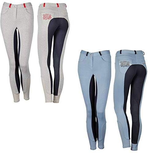 NETPROSHOP Junior und Kinder Reithose Britta Baumwolle mit Kniebesatz Gr. 140-176, Kindergroesse:164, Farbe:Hellgrau