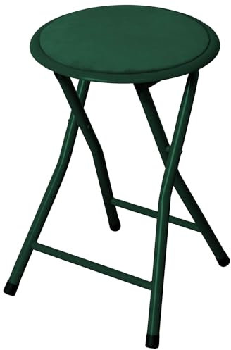 Marvin Sgabello Pieghevole in Velluto e Metallo Amanda Tondo Richiudibile Salvaspazio Portatile (Verde)