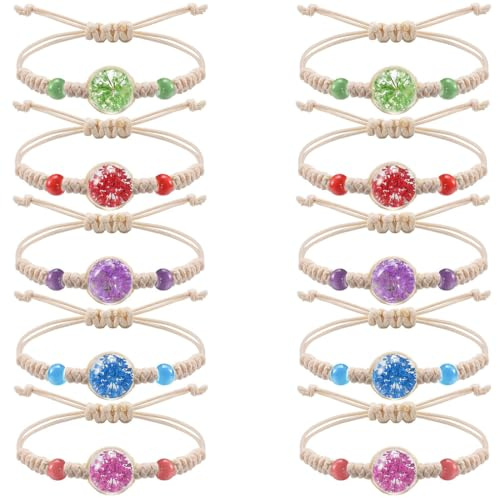 ZKGYUS 10 Pezzi Bracciale Fiori Colorati, Braccialetti dell'Amicizia Regolabili per Ragazze,Fatto a Mano, Braccialetto Intrecciato dell'Amicizia, Bracciali Bambina Gioielli per Festa Compleanno Regalo