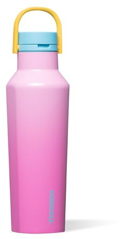 Corkcicle Sport Canteen - Keeps Drinks Cold 25 Hours - Stainless Steel Water Bottle - Triple-Insulated - Spill-Proof - Summer Drinkware Gift - Keeps Drinks Ice Cold - 20 oz - Pink Pop