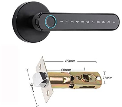 Smart Lock, Tuya Blocco porta elettronico con impronta digitale Smart Password Maniglia Blocco APP Sblocco Ingresso senza chiave Serratura antifurto, per Camera da letto Hotel Ufficio Appartamento