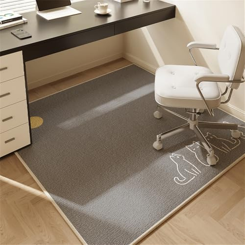 Odot Tappeto Sedia Ufficio Gaming Quadrato, Tappeto Salvapavimento Antiscivolo Protettore del Pavimento Tappetino per Sedia da Ufficio con Ruote per Parquet Piastrelle (Gatto grigio,120x120cm)