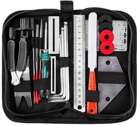Kit de herramientas de reparación de guitarra - herramientas Luthier para el mantenimiento de la configuración, accesorios de instrumentos completos | Bolsa de transporte portátil con herramienta de r