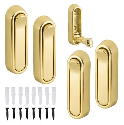 Eulihent 4 Ganchos de Pared Plegable e Invisibles,Perchero Plegable Pared de Zinc,Ganchos Plegables Pared de 90 grados para Colgar Ropa en Baño Cocina.(Oro)