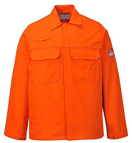 Portwest BIZ2 Mens Heat and Flame Resistant Welding Jacket Bizweld FR Protective Work Coat Durable Workwear Orange, Large